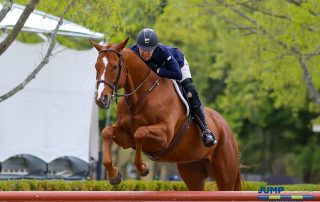 Lainie Wimberly and Southern Charm were named champions in The Jockey Club Thoroughbred Incentive Program (T.I.P.) $2,000 Low Thoroughbred Hunter 3' Division, held Sunday, May 7, during Welcome Day at Old Salem Farm in North Salem, NY; photo © Jump Media