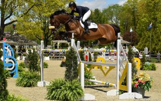 Beezie Madden and Breitling LS won the $50,000 Old Salem Farm Grand Prix, presented by The Kincade Group, on Sunday, May 14, during the 2017 Old Salem Farm Spring Horse Shows at Old Salem Farm in North Salem, NY; photo © The Book