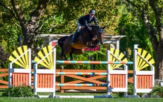 Stephen Moore and Scarlett du Sart Z won the Classic Champions Seven-Year-Old Jumper Final during the Old Salem Farm Fall Classic at Old Salem Farm in North Salem, NY. Photo by SEL Photography