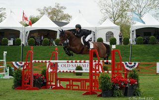 Sydney Shulman won the $10,000 New York Speed Stake CSI2* riding Ardente Printaniere on Thursday, May 10, during the 2018 Old Salem Farm Spring Horse Shows at Old Salem Farm in North Salem, NY. Photo by The Book