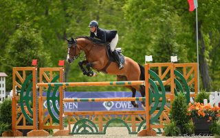 Mattias Tromp of North Salem, NY, won the $5,000 Under 25 Jumper 1.45m riding Avon on Friday, May 18, during the 2018 Old Salem Farm Spring Horse Shows at Old Salem Farm in North Salem, NY. Photo by The Book